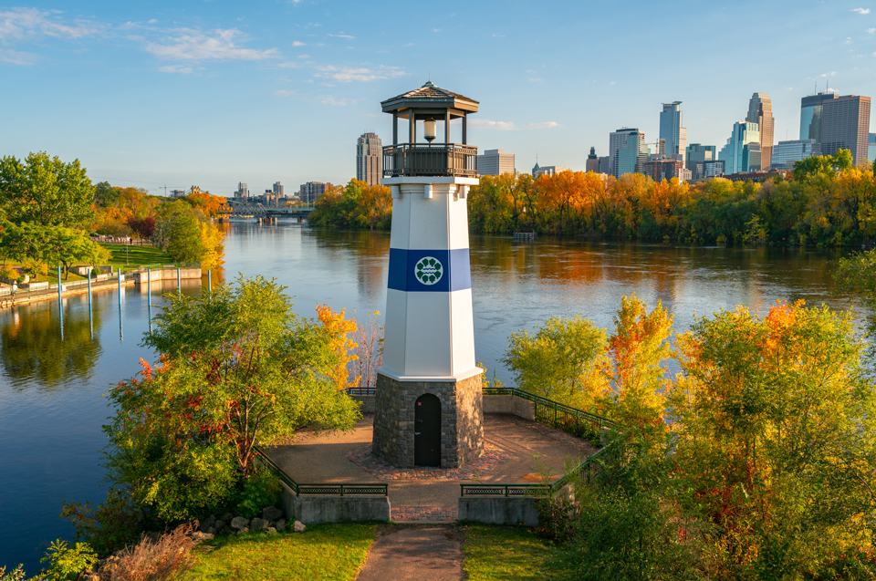 Boom Island sits on the Mississippi River in Minneapolis.